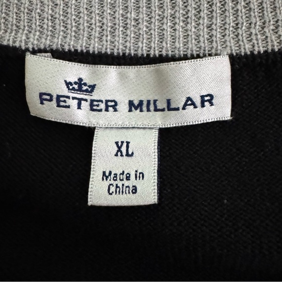Peter Millar Merino Wool Silk Blend V-Neck Pullover Sweater Black Size XL - Picture 12 of 15